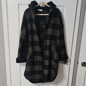 Plaid Hooded Coat with Pockets